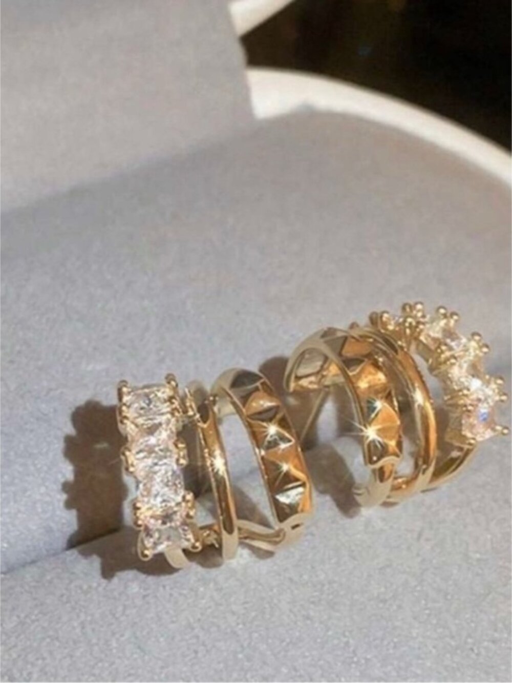 Gold Rhinestone Hoop Earrings - Picture 2 of 2